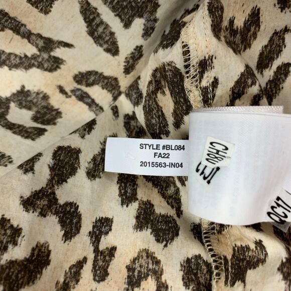 J Crew Blouse Button Front Ruffleneck Popover Leopard Print Cotton Women's S - Picture 9 of 9